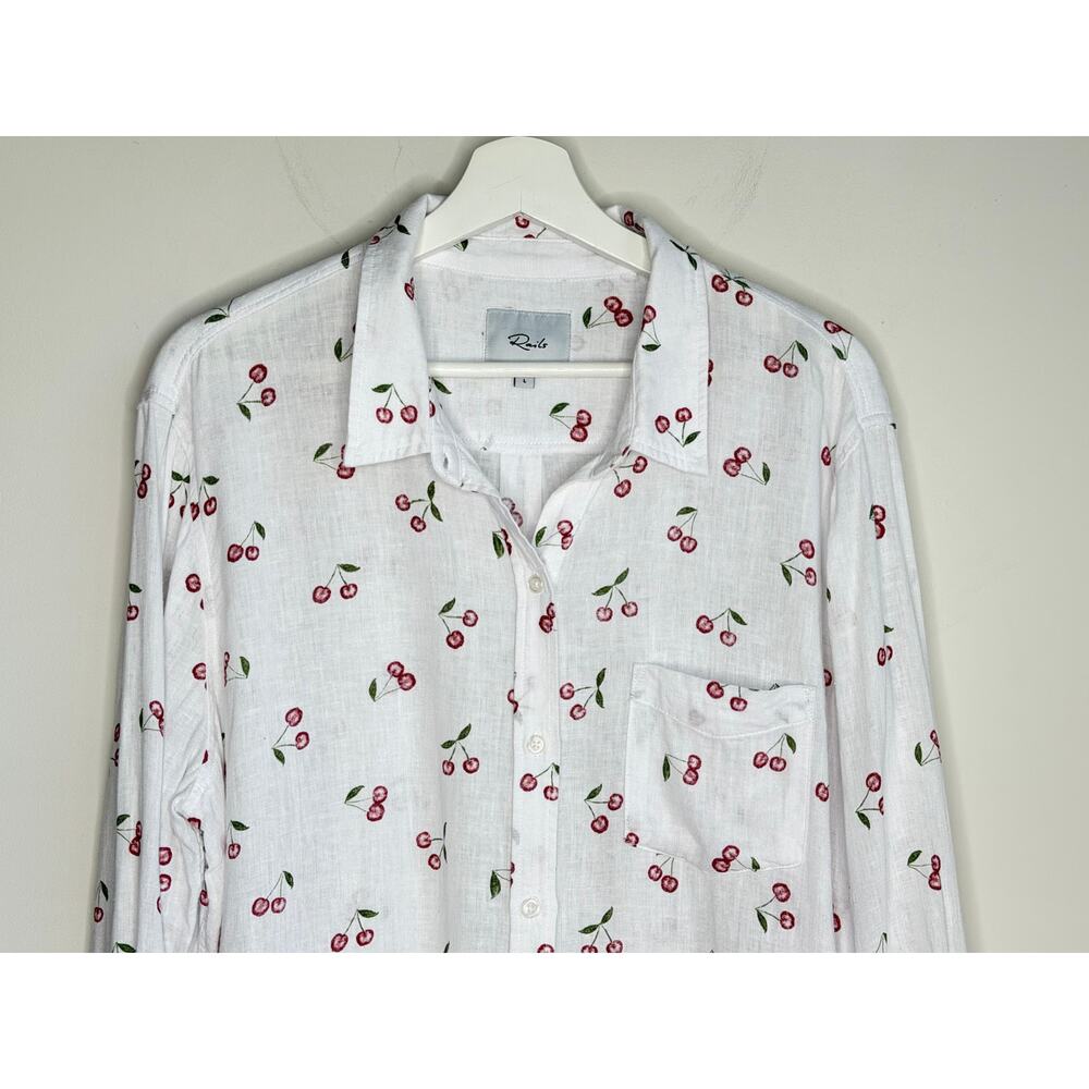 Rails Charli Cherry Print Long Sleeve Button-Up Shirt. - Picture 5 of 12